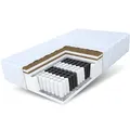 FDM Matratze 160x200 cm Härtegrad H3 H5 Höhe 21 cm Taschenfederkernmatratze Kokosfaser-Einlage Polyurethan-Schaum 7 Komfortzonen mit Hypoallergenem Waschbarem Premium-Bezug Oeko-Tex Home Double
