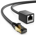 deleyCON 0,5m CAT8.1 RJ45 Verlängerung Patchkabel Netzwerkkabel 40 GBit/s 2000 MHz S/FTP Kupfer PiMF 1x RJ45 Stecker 1x RJ45 Buchse für Ethernet LAN Gaming Streaming - Schwarz