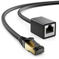 deleyCON 0,5m CAT8.1 RJ45 Verlängerung Patchkabel Netzwerkkabel 40 GBit/s 2000 MHz S/FTP Kupfer PiMF 1x RJ45 Stecker 1x RJ45 Buchse für Ethernet LAN Gaming Streaming - Schwarz