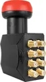 Megasat Diavolo Octo LNB – Universal LNB (geeignet für 8 Teilnehmer, vergoldete F-Anschlüsse, für höchste Ansprüche, 0,1 dB Rauschmaß) – Schwarz/Rot