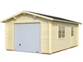 Holzgarage Bausatz 44mm Garage ROGER 380x570cm mit Sektionaltor 44mm Blockbohle