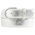 BELTINGER Ledergürtel Damen-Gürtel mit Metall-Optik Echt Leder 4 cm - Leder-Gürtel Metallic- (1-St) silberfarben 80 cm (Gesamtlänge 95 cm)
