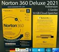 Norton 360 Deluxe 2021 Vollversion Box 5 Geräte 1 Jahr 50 GB Speicher OVP NEU