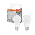 Osram LED Base Classic A, Sockel: E27, Nicht Dimmbar, Kaltweiß, Ersetzt eine herkömmliche 60 Watt Lampe, Matt, 2-er Pack