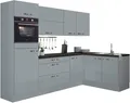 Winkelküche KOCHSTATION "KS-Cara", grau (küche: grau, korpus: grau, arbeitsplatte: granit schwarz), B:265cm T:175cm, Komplettküchen-Sets, Winkelküche, mit Vollauszügen und Soft-Close-Funktion, Stellbreite 265 x 175 cm