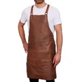 REDSALT® Premium Lederschürze 100% Rindsleder 84x62cm Crossback braun | Profi BBQ Grillschürze | Arbeitsschürze Küche Gastronomie Bar Barista | Kochschürze Küchenschürze Schürze Geschenke für Männer