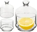 Vilde Zitronenbehälter Zitronenglas Glasbehälter mit Deckel Zitronenglocke Glasglocke Frischhaltedose für Zitrone 9x12 cm