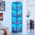 BROTTAR Eckschrank mit LED-Beleuchtung & Bewegungssensor, 4 Ebenen zur Präsentation, staubdichte Plexiglas-Türen, MDF-Holz Konstruktion, 3 L