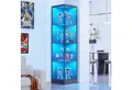 BROTTAR Eckvitrine Glasvitrine mit LED Beleuchtung und menschlicher Sensor aus MDF - Holz und Acryl, einfache Montage, schwarz