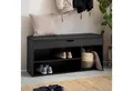 FINEBUY Schuhbank FB107189 Garderobenbank 104 cm Sitzbank Kunstleder Flurbank Schwarz (mit Sitzfläche Garderobenbank 104x51x32 cm Schwarz), Sitzbank Schmal Flur mit Stauraum, Truhenbank
