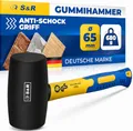 S&R Gummihammer Klein Schwarz 65mm, 680g Camping Hammer Schonhammer Pflasterhammer Rückschlagfrei - zuverlässig für Fliesen, Möbel und Fenster - GS Siegel sowie TÜV geprüft
