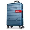 NOWI Hartschalenkoffer XL Groß - 100L Volumen - 158cm Gurtmaß - 8 Rollen 360° drehbar - Leichter Koffer mit Zahlenschloss & Teleskopgestänge - Reisekoffer mit Rollen, Trolley (türkis, XL)
