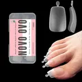 NOVO OVO 120 Stück Lange fußnägel zum aufkleben, Artificial long toe nail tips, klare fussnägel zum kleben, künstliche zehennägel, soft gel full cover toenail tips set, fuß nägel x 12 Größen in Box