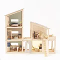 Betzold Puppenhaus 3-stöckig – Spielhaus aus Holz als kreative Pausenaktivität für Gruppenaktivitäten ab 3 Jahren