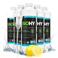 BiOHY Glas- und Oberflächenreiniger (6x1l Flasche) + Dosierer | Alkoholreiniger Konzentrat | Universalreiniger | Intensiv & Nachhaltig reinigender Automatenreiniger | Profi -Reiniger