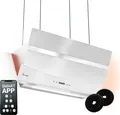 KKT KOLBE Dunstabzugshaube 90 cm | Kopffreie Inselhaube | Edelstahl | weißes Glas | WLAN | Nachlaufautomatik | RGBW-LED-Beleuchtung | SensorTouch Bedienung | HERMES-INSEL-908WM