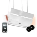 KKT KOLBE Dunstabzugshaube Kopffreie Inselhaube 90cm Edelstahl weißes Glas WLAN