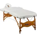 MOVIT Deluxe Massageliege Massagetisch inkl. Tasche, Vollholzgestell, Weiß - Weiß