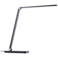 Lightbox LED Tischlampe mit CCT (2700-6500 K) & Wireless Charging & 3-Stufen-Touchdimmer & USB | einstellbar | 38 cm | schwarze Schreibtischleuchte für das Büro | 610 lm | aus Kunststoff/Metall