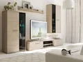 TOP Wohnwand Salsa Anbauwand Wohnkombi Wohnzimmer Sonoma Eiche matt + schwarz