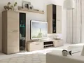 TOP Wohnwand Salsa Anbauwand Wohnkombi Wohnzimmer Sonoma Eiche matt + schwarz