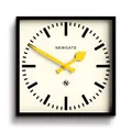 NEWGATE® Number Five Wanduhr | Von quadratischer Retro inspirierter moderner stationsuhr | 40cm | Schwarz mit gelben händen | Mid-Century-Stil für küche, Wohnzimmer oder büro