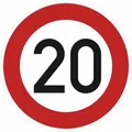 SafetyMarking Verkehrsschild StVO zugelassen, 42 cm, Höchstgeschwindigkeit 20 km/h