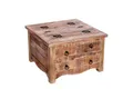 Couchtisch mit Schubladen Truhe aus Mangoholz 70 x 70 cm Vintage Sofatisch