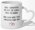 Schwester Geschenk Geburtstag Weihnachten Geschwister Mädchen Tasse Frauen