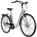 AGON Aurora E Bike Citybike 28 Zoll Elektrofahrrad 250W Motor bis 115 km 3 Gang 10,4 Ah Lithium Ionen Akku Gepäckträger Damen und Herren 150-175 cm (telegrey, 48 cm)