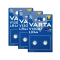 3x Varta V13GA / LR44 Alkaline Knopfzelle 3V AG13 155mAh 1,5V 2er Blister