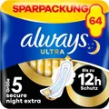 Always Ultra Binden Damen Gr.5 Secure Night Extra Multipack dünn Flügel 64 Stück
