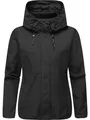 Ragwear Damen leichte Übergangsjacke wasserdichte und atmungsaktive Herbstjacke kurz mit Kapuze Sunniva Light YOUMODO Black Gr. XL