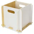 HMF Aufbewahrungsbox aus Holz zum Zusammenstecken | passend für Bücherregale | 25 x 25 x 25 cm | Weiß