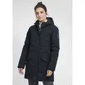 OXMO OXTamila Damen Übergangsmantel Parka Lange Jacke mit Kapuze - Schwarz - XL