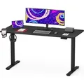 SANODESK QS1 110x60cm Höhenverstellbarer Schreibtisch Elektrisch, Memory- und Timer-Funktion, Anti-Kollisionsschutz, 60 kg Tragkraft Haken (Schwarz) - Schwarz