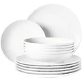 Seltmann Weiden Tafelservice Geschirr-Set, 12 Teile, Amina (12-tlg), 6 Personen, Porzellan, Geschirr-Set, Teller, Made in Germany, 12 Teile, für 6 Personen weiß