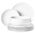 Seltmann Weiden Tafelservice AMINA, 12-teilig, Weiß, Mikrowellengeeignet, 6 Personen, Porzellan, Spülmaschinenfest weiß