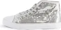 Pailletten Schuhe Silber Glitzer Damen & Herren Designer Schnuerer Gr. 40