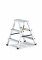 Drabest Aluminium Trittleiter Leiter beidseitig begehbar, 2x3 Stufen, 125kg