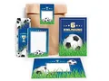 12 Einladungskarten zum 6. Kindergeburtstag Fußball Einladung Geburtstag Mädchen Kinder Jungs Jungen Boys Fussball Turnier incl. 12 Umschläge, 12 Tüten, 12 Aufkleber, 12 Lesezeichen, 12 Blöcke