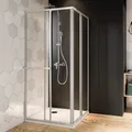 Breuer Fara Kretana Eckeinstieg Schiebetür 4-teilig Klarglas hell 90 x 80 cm - Alu Silber matt - 0543 001 001 016