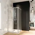 Eckeinstieg BREUER Fara 90 x 80 cm Profilfarbe silber Klarglas - Silber