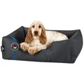 BedDog Tierbett Hundebett ZARA mit Rand, Bezug abnehmbar grau 50 cm x 65 cm
