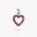 THOMAS SABO Charm Anhänger Herz 925 Sterlingsilber rote Steine CC1237-639-10