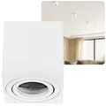 Sweet Led Aufbauleuchte Aufbaustrahler Deckenleuchte Aufputz mit GU10 Fassung 230V Alu-gebüstet schwenkbar Deckenleuchte Strahler Deckenlampe Aufbau-lampe Downlight aus Aluminium (Eckig-Weiss)