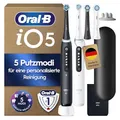 Oral-B iO Series 5 Plus Edition Elektrische Zahnbürste, Doppelpack mit 4 Aufsteckbürsten, Schwarz/Weiß - Electric Toothbrush, Inkl. Reise-Etui Und 5 Putzmodi für Zahnpflege, Designed by Braun