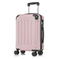 YONSLY Koffer Suitcase M Roségold, Trolley Reisekoffer, Rollkoffer Handgepäck, Kabinenkoffer mit 4 Rollen 360°, Hartschalenreisekoffer, Zahlenschloss, Weicher Gummigriff