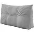 ELONEO Rückenkissen Keilkissen für Bett und Sofa, Lesekissen mit praktischem Seitenfach, 1-tlg., mit praktischem Seitenfach, Lesekissen, mit waschbarem Bezug grau|silberfarben 100 cm x 20 cm x 50 cm