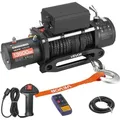 VEVOR Elektrische Seilwinde, 6100 kg, 12 V DC Elektrowinde mit 26 m Synthetikseil, kabellose & kabelgebundene Fernbedienung, IP55, zum Abschleppen ...